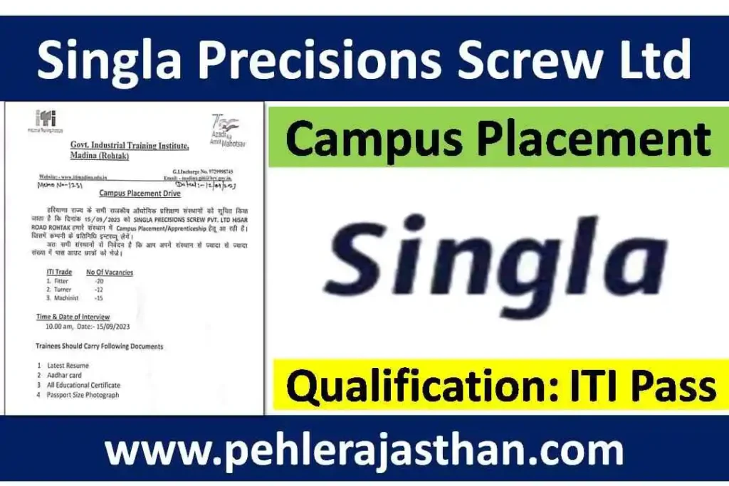 Singla Precisions Screw Recruitment 2023